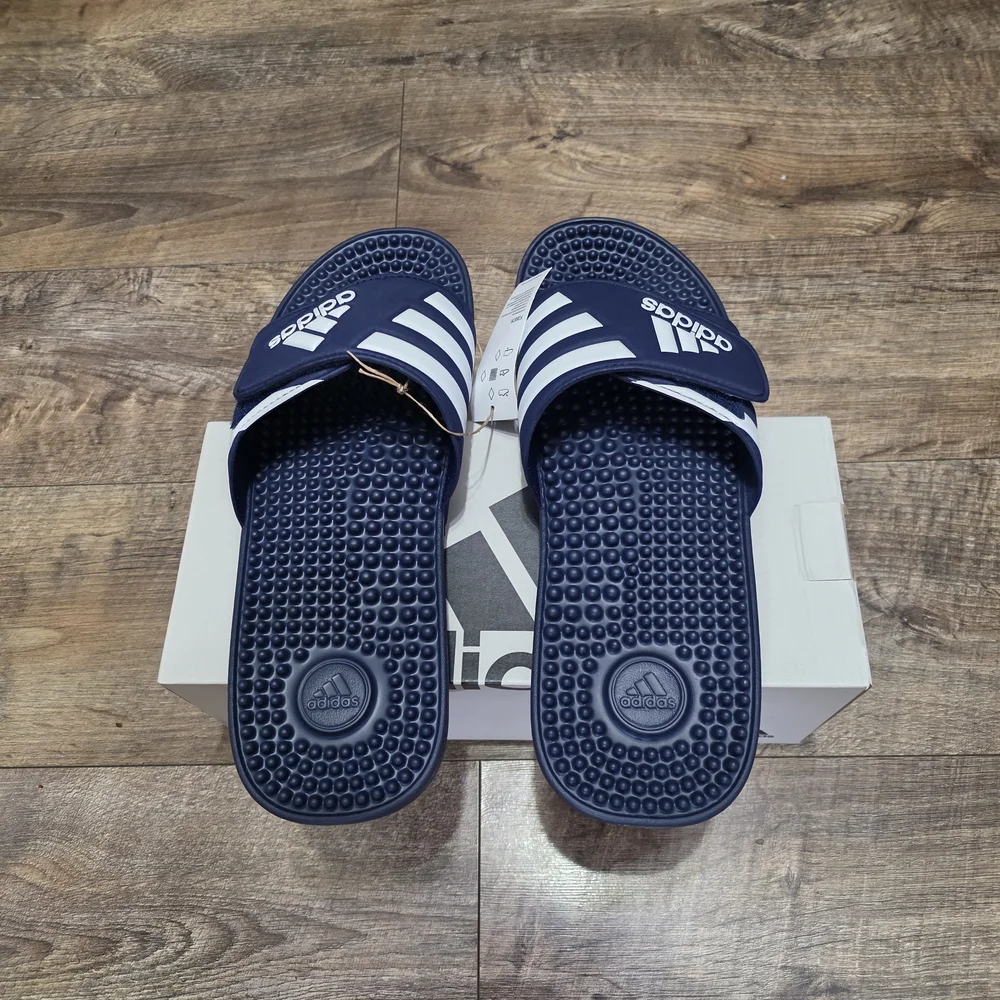 Adidas Navy and White Slide  Men Size 13 Sandals